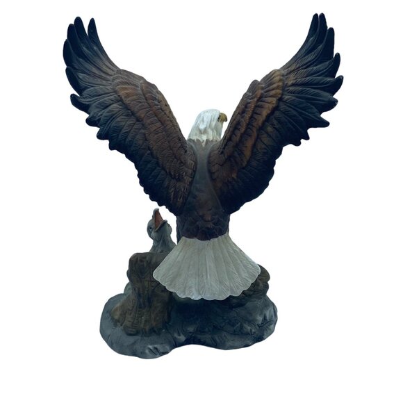 Vtg Bald Eagle & Hungry Eaglets in Nest Figurine Statue Hand Painted 8"x8" - Picture 5 of 9